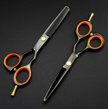 Juego de tijeras profesionales de pelo negro, 440c, 5,5 pulgadas, para cortar Cabello, Barbero, para adelgazamiento, novedad 2024 - compra barato