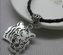 Fashion Jewelry Vintage Silver Tiger Head Clavicle Charms Statement Choker Weave LeatherNecklace Pendant  For Women Jewelry Q262 2024 - buy cheap