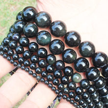 Atacado beads15:/38cm, obsidiana preta natural para fazer joias diy 4-18mm Atacado misto para todos os itens! 2024 - compre barato