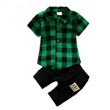 Summer Baby Boys Clothes Suits Lattice Style Boys Clothing Sets Sport Suits Toddler Sets T- Shirt+pants 2pcs Casual Cotton Vest 2024 - buy cheap