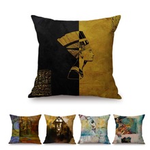 Egyptian Pharaoh Cleopatra Pyramid  Hieroglyphic Oil Painting Throw Pillow Case Ancient Egypt Culture Gallery Art Cushion Cover 2024 - buy cheap