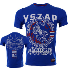 Camiseta fitness muay thai vszap, camiseta masculina de manga curta gola redonda, camiseta estampada de algodão casual tigre 2024 - compre barato