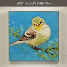 Pintura a óleo de pequena pássaro canário, pintada à mão em tela preço baixo pintura a óleo de pássaro canário para quarto 2024 - compre barato