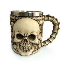 3D Skull Drinking Mug Double Wall Stainless Steel Resin Gothic Helmet Coffee Mugs Skull Bone Coffee Cup Crazy Christmas Gift 2024 - buy cheap