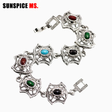 SUNSPICE MS Bright Retro Resin Bracelet For Women Antique Silver Color Little Eye Link Bracelets Charm Vintage Jewelry Gift 2019 2024 - buy cheap