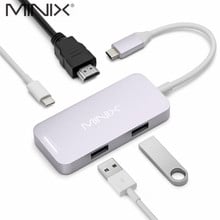 MINIX-adaptador multipuerto NEO C Mini USB-C, con HDMI, UHD (3840x2160), 30Hz, USB3.0, gris espacial, compatible con MacBook 2024 - compra barato