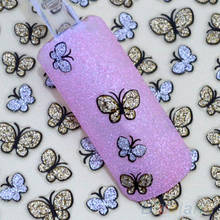 2017 3D Glitter Butterfly Nail Art Stickers Decals Nail Tips Decoration Manicure Kit 2024 - buy cheap