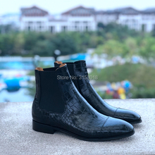 Qianruiti Chelsea Boots Men Split Leather Shoes Elastic band Vintage Style Western Street Footwear Male Boots 2024 - compre barato