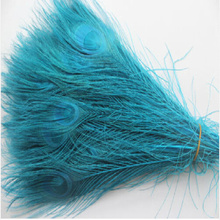 Free shipping 100 PCS lake blue dyed peacock feather 10-12 inch / 25 to 30 cm peacock feathers for wedding decorations 2024 - buy cheap