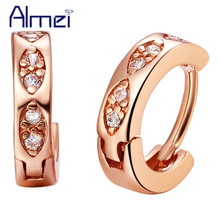 Almei Lady Brincos Sliver Fashion Earrings,2016 New Trendy CZ Zircon Stud Earring for Women Rose Gold Color Jewerly Gift R535 2024 - buy cheap