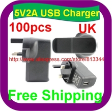 100 pcs Free Shipping 5V 2A UK PLUG USB Charger AC/DC Adapters with USB Charger for Tablet PC Q88 Ainol Venus Flytouch 3 2024 - buy cheap