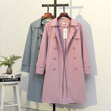 Novo trench coat feminino plus size g23, casaco duplo breasted folgado e casual 2024 - compre barato