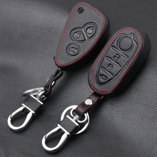 Кожаный чехол для автомобильного ключа для Alfa Romeo 147 156 166 GT JTD TSMito Giulietta Brera 4C 159 GTA с дистанционным управлением, чехол для автомобильного ключа 2024 - купить недорого