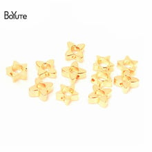 BoYuTe-Lote de 10 cuentas de estrella chapadas en oro Real, 6,6X3MM, 7x3MM, cuentas hechas a mano, espaciador, sueltas, fabricación de joyas 2024 - compra barato