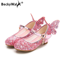 Spring Summer Princess Girls Shoes Kids High Heels Sequins Butterfly Dance Shoes Girls Sandals Children Shoes for Party CSH812 2024 - buy cheap