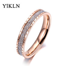YiKLN OL-anillos de oro rosa para mujer y niña, sortija de dedo de acero inoxidable de 3,5mm de ancho para fiesta de cumpleaños, YR19025 2024 - compra barato
