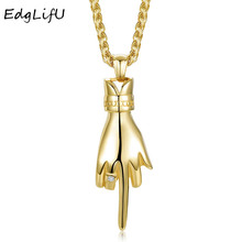 EdgLifU Influx Finger Pendant Necklace Titanium Stainless Steel Necklaces Hip Hop Rap Vertical finger Necklaces Jewelry for Men 2024 - buy cheap