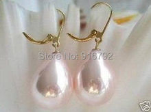 Wholesale 5pc>>>>>Charming Pair Beautiful Pink Shell Pearl Drop Earrings 2024 - buy cheap