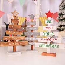 Mini Wooden Merry Christmas Tree Desk Table Decor Pendants Xmas Tree Ornaments Christmas Decoration Happy New Year Home 2024 - buy cheap