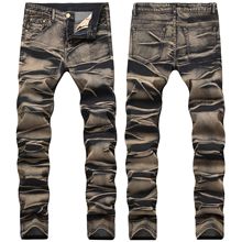 Famous Brand Fashion Designer Jeans Men Straight Dark Blue Color Printed Mens Jeans Ripped Jeans,100% Cotton 2024 - buy cheap