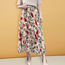 Floral Skirts Women Long Skirt Pleated Summer Women Vintage Ladies Long Skirts For Women Office Pleated Chiffon Skirt Maxi 2024 - buy cheap