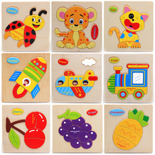 4 PCs/lot  children wooden 3D puzzle toys/ cartoon fruit animals assemble puzzles for Kids Child learning educational toys 2024 - buy cheap