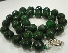 New wholesale  12mm Dark Green  Faceted chalcedony stione Beads Necklace 18" !    JT6403 2024 - buy cheap