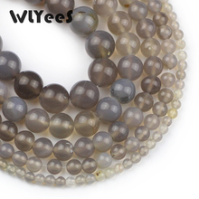 Perlas de cornalina grises WLYeeS de piedra Natural, 4 6 8 10 12mm, bolas redondas, cuentas sueltas para joyería, pulsera, pendientes, fabricación de colgantes DIY 2024 - compra barato