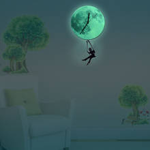 Funlife(TM) Little Boy Swinging on the Moon Glowing Wall clock,Swing Pendulum Clock, Quartz Silence for Kids Room,30cm12" 2024 - buy cheap