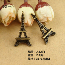 BoYuTe (50 unids/lote) 31*17MM Eiffel encantos de Torre encantos de bronce antiguo colgante para hacer joyas, brazaletes collares Diy 2024 - compra barato