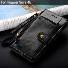 Capa de couro com suporte, capa estilo carteira para huawei nova 4e 2024 - compre barato