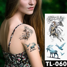 Water Transfer Forest deer fox Temporary Tattoo Sticker Abstract blue sky Pattern body art Waterproof Fake Flash Tattoo 2024 - buy cheap
