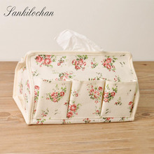 Cotton Fabric Tissue Boxes Pumping Box Napkin Box Floral Seat Type Tissue Case Foldable 6 pocket Organizer Storage Bag LW0335 2024 - buy cheap