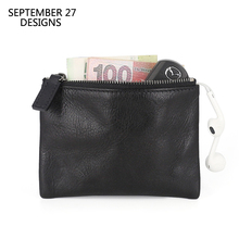 New Fashion Mini Coin Purses Genuine Leather Luxury Women Vintage Credit Card Wallet Simple Clutch Cowhide Slim Zipper Key Bag 2024 - buy cheap