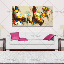 Handpainted Animal Hang Pictures Wall Abstract Art For Home Decor High Quality New Handsome Horses Art Oil Paintings on Canvas 2024 - buy cheap