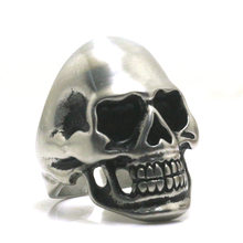 Size 6 to Size 16 Men Boys 316L Stainless Steel Dull Polish Cool Skull Ring Black Free Shipping 2024 - buy cheap