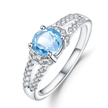 Женское кольцо из серебра 925 пробы, с натуральным швейцарским голубым топазом карата 2024 - купить недорого