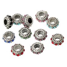 DoreenBeads European Style Charm Zinc metal alloy Beads Barrel silver color About 11mm x 6mm ,Hole: Approx 5mm,2 PCs 2024 - buy cheap