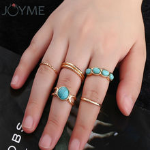 Винтажные Ювелирные изделия Joyme, оптовая продажа, комплекты колец в стиле ретро, серебристого цвета, с синим камнем, случайный размер, богемные кольца в стиле бохо для женщин 2024 - купить недорого