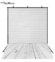 BEIPOTO White brick wall and wood floor backdrop for photo studio photography background product baby child portrait picture 2024 - buy cheap