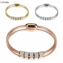 Canner Rose Gold Silver Color Stainless Steel Bracelet Bangles CZ Crystal Magnetic Bangle For Women Fine Jewelry Gift 2024 - buy cheap