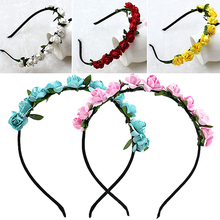 New Arrival 2016 Rose Flower Crown Festival Headband Wedding Garland Floral Hairband Accessory 2024 - buy cheap