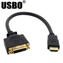 High quality black 0.2M gold-plated HDMI HD adaptor transfer line high speed HDMI male to DVI 24+1 female adiuo video cable 2024 - buy cheap