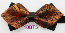 YIBEI Coachella Ties Black Bottom Orange Paisley Bowtie Shiny Adults Mens Tuxedo Bow Ties Diamond Adjustable Butterfly Pre-Tied 2024 - buy cheap