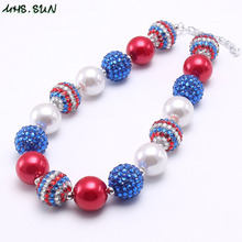 MHS.SUN Fashion American Flag Style Kids Beads Necklace Girls Chunky Necklace Children Toddler Handmade Necklace Jewelry 2024 - buy cheap