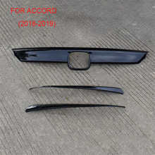 3Pcs/set ABS Glossy Black Front Bumper Hood Lip Front Grille Chin Lip Moulding Cover Trim For Honda For Accord 2018-2022 2024 - buy cheap