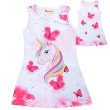 Vestido de unicornio de alta calidad para niñas, ropa de verano sin mangas de mariposa, de princesa para cumpleaños y Navidad 2024 - compra barato