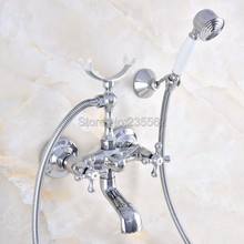Chrome Bath Faucets Wall Mounted Bathroom Basin Mixer Tap With Hand Shower Head Bath & Shower Faucet lna721 2024 - buy cheap