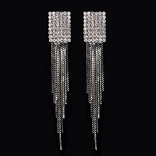 YFJEWE-pendientes cuadrados con borla de diamantes de imitación para mujer, aretes largos, ostentosos, de acero de tungsteno, venta al por mayor, # E037 2024 - compra barato