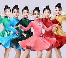 2019 girls latin dresses for dancing ballroom dance dress rumba samba velvet children samba cha cha tango skirt standard salsa 2024 - buy cheap